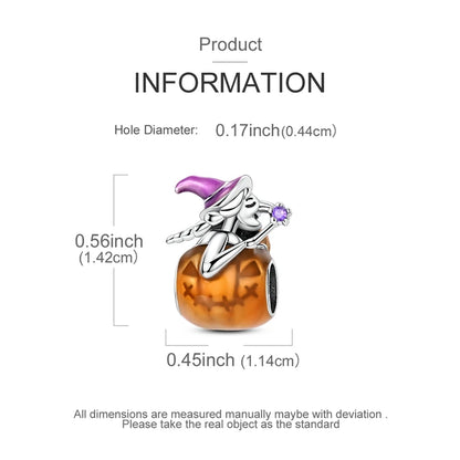 2025 New Halloween Charm Emit Light Bead 925 Sterling Silver Pumpkin Witch Skull Charm Fit Bracelet Pendant Women Jewelry Making