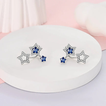 925 Sterling Silver Colorful Crystal Clover Hoop Earrings Stud Ear Wires For Women Wedding Engagement Girlfriend Birthday Gift