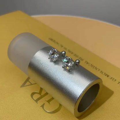 0.3-2CT Moissanite Earrings 925 Sterling Silver Round Cut Stud Earrings Piercing Earrings for Men and Women Fine Jewelry