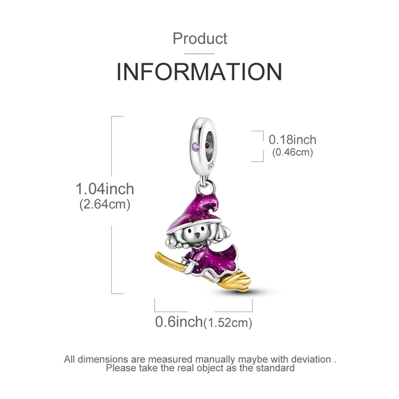 2025 New Halloween Charm Emit Light Bead 925 Sterling Silver Pumpkin Witch Skull Charm Fit Bracelet Pendant Women Jewelry Making