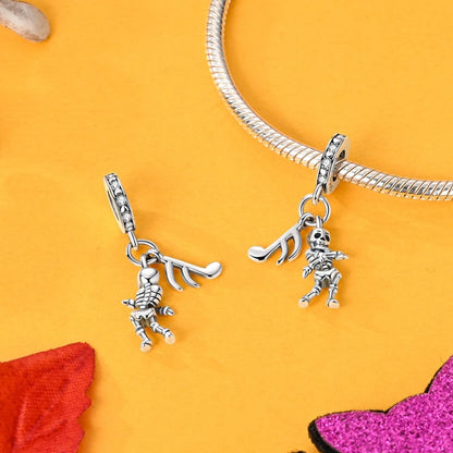 2025 New Halloween Charm Emit Light Bead 925 Sterling Silver Pumpkin Witch Skull Charm Fit Bracelet Pendant Women Jewelry Making