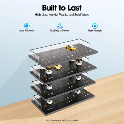 1/64 Parking Lot Toy Car Model Storage Rack Display Cabinet Kids Room Decor Xmas Gift Toys for Baby Boys Girls