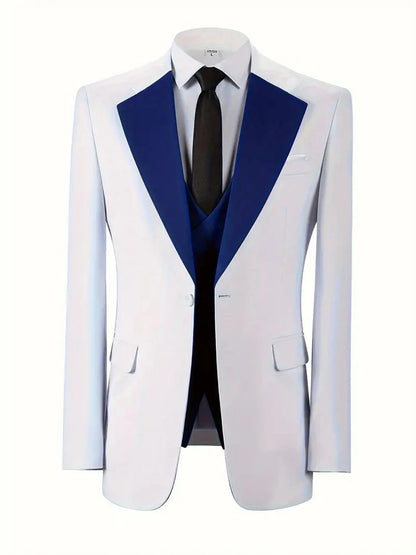 Fashion Men's Suits 3 Piece Groom Bestmen Slim Fit Wedding Prom Party Tuxedo Elegant Formal Events Dress Suit (Blazer+Vest+Pant)