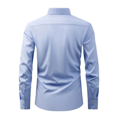 Men s Classic Button-Down Shirt with Long Sleeves Solid Color Casual Business Top for Spring Streetwear and Beach Vacation