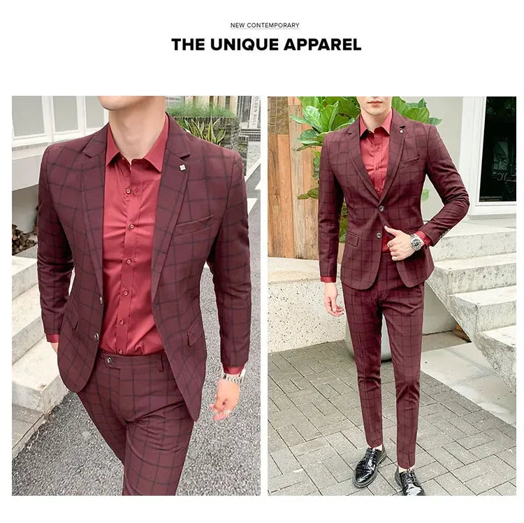 2025 Suit (Blazer+ Pants) Men's Fashion Hosts British Style Work Business Wedding Casual Art Style Elegant Gentleman Suit M-5XL