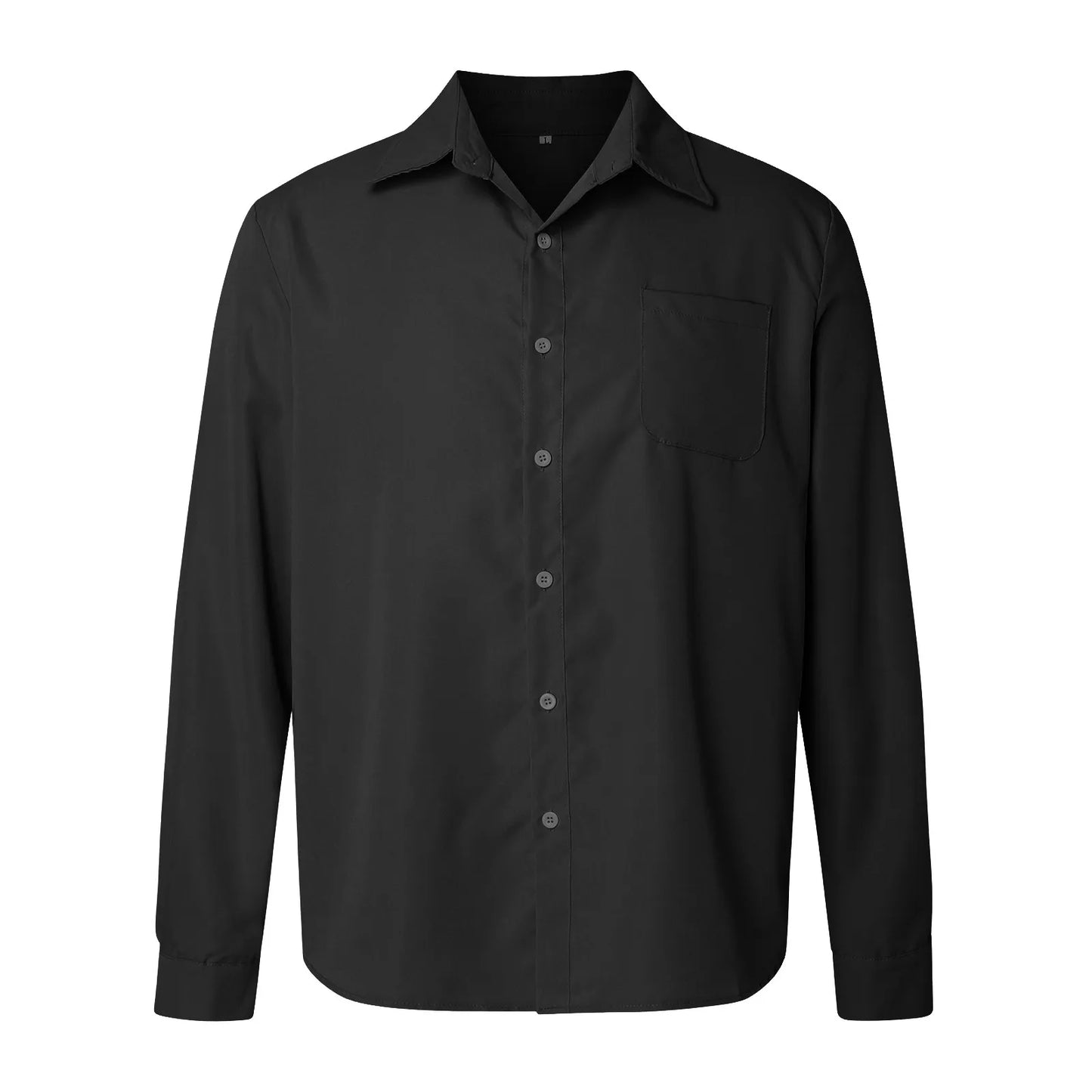 Mens Casual Business Shirt Regular Fit Button Down Long Sleeve Shirts Solid Color Oversized Basic Business Shirt For Men Camisas