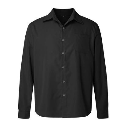 Mens Casual Business Shirt Regular Fit Button Down Long Sleeve Shirts Solid Color Oversized Basic Business Shirt For Men Camisas