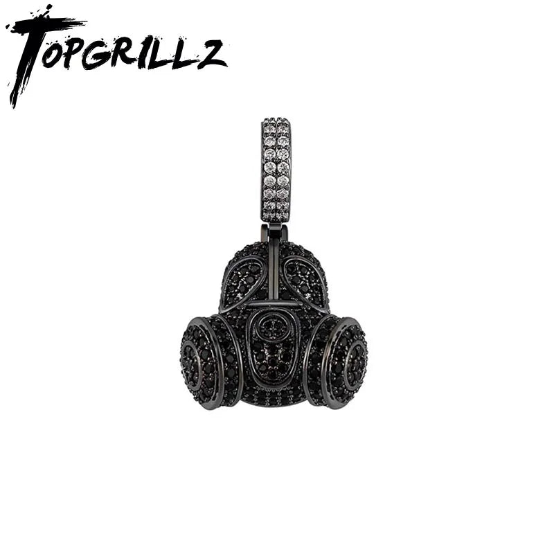 TOPGRILLZ New Full Iced Out Micro Pave Cubic Zirconia pendant Necklace with Black CZ Stone Hip Hop High Quality Party Gift