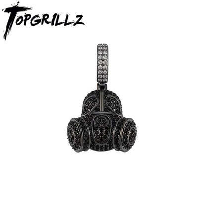 TOPGRILLZ New Full Iced Out Micro Pave Cubic Zirconia pendant Necklace with Black CZ Stone Hip Hop High Quality Party Gift