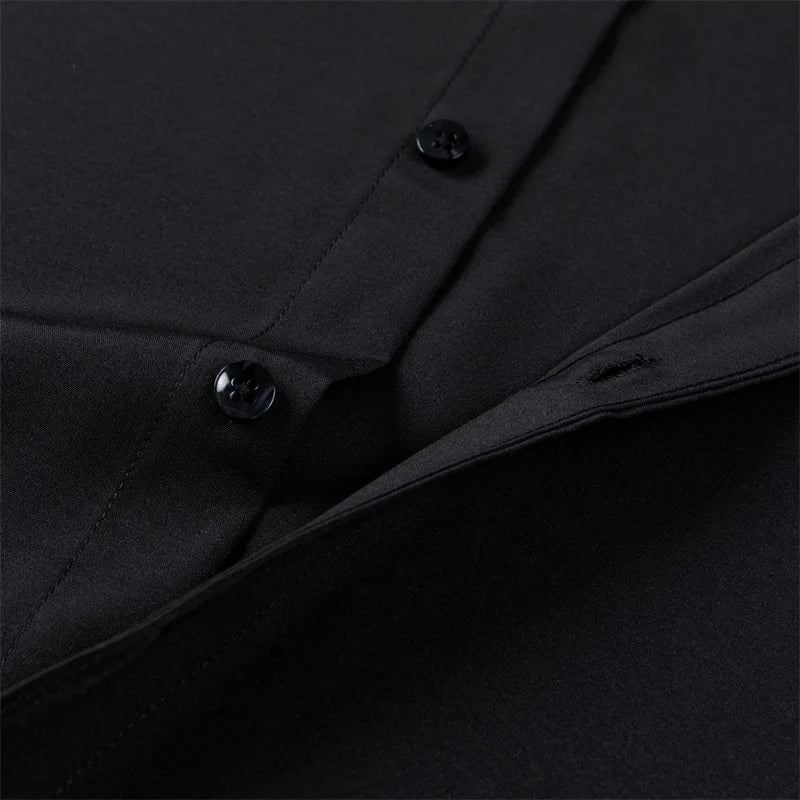 Men s Classic Button-Down Shirt with Long Sleeves Solid Color Casual Business Top for Spring Streetwear and Beach Vacation