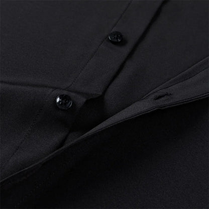 Men s Classic Button-Down Shirt with Long Sleeves Solid Color Casual Business Top for Spring Streetwear and Beach Vacation