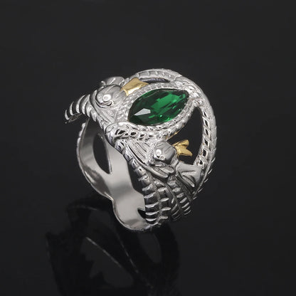 925 Sterling Silver Lord Ring of Barahir, LOTR Aragorn Gondor Wedding Band, Fantasy Movie Inspired Jewelry Gift for Men