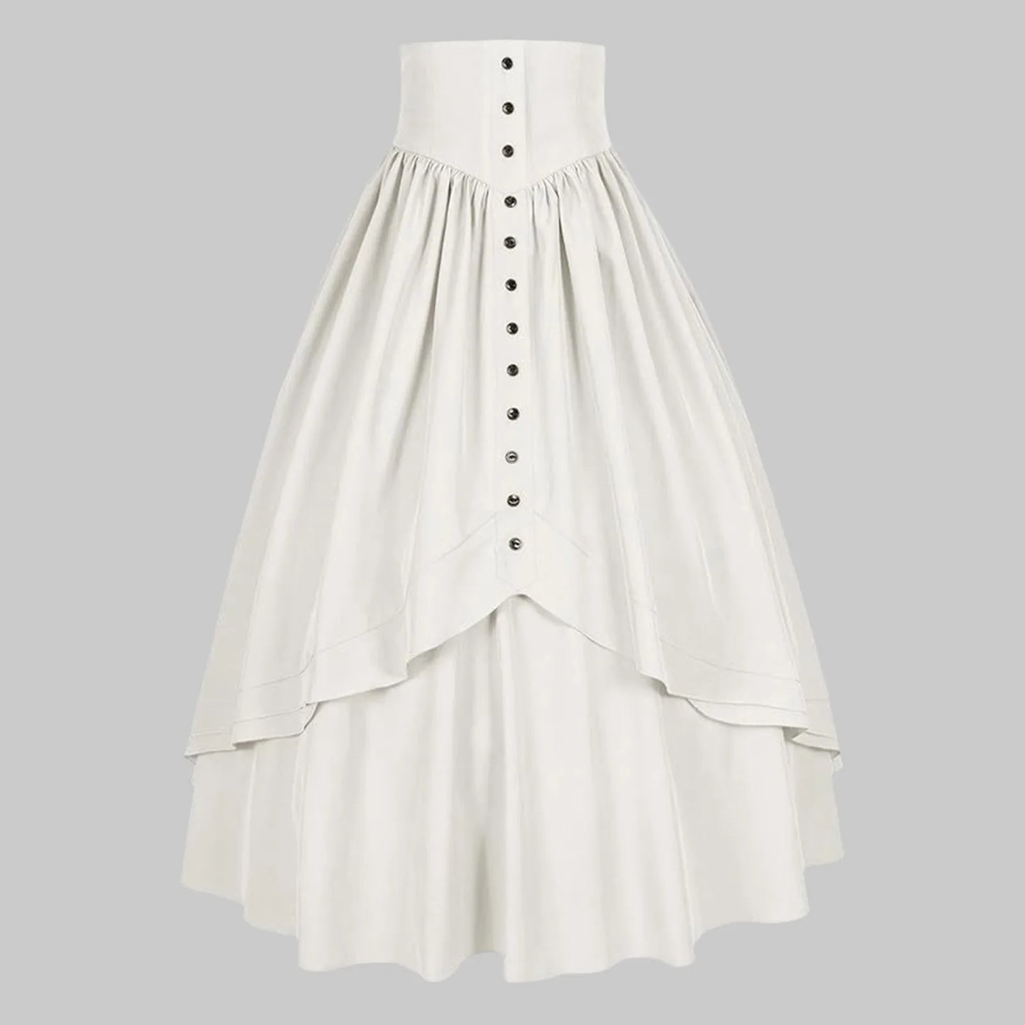 Women Vintage Maxi Skirt Medieval Retro High Waist A Line Victorian Long Skirt Steampunk Gothic Ruffled Hem Pleated Party Skirts