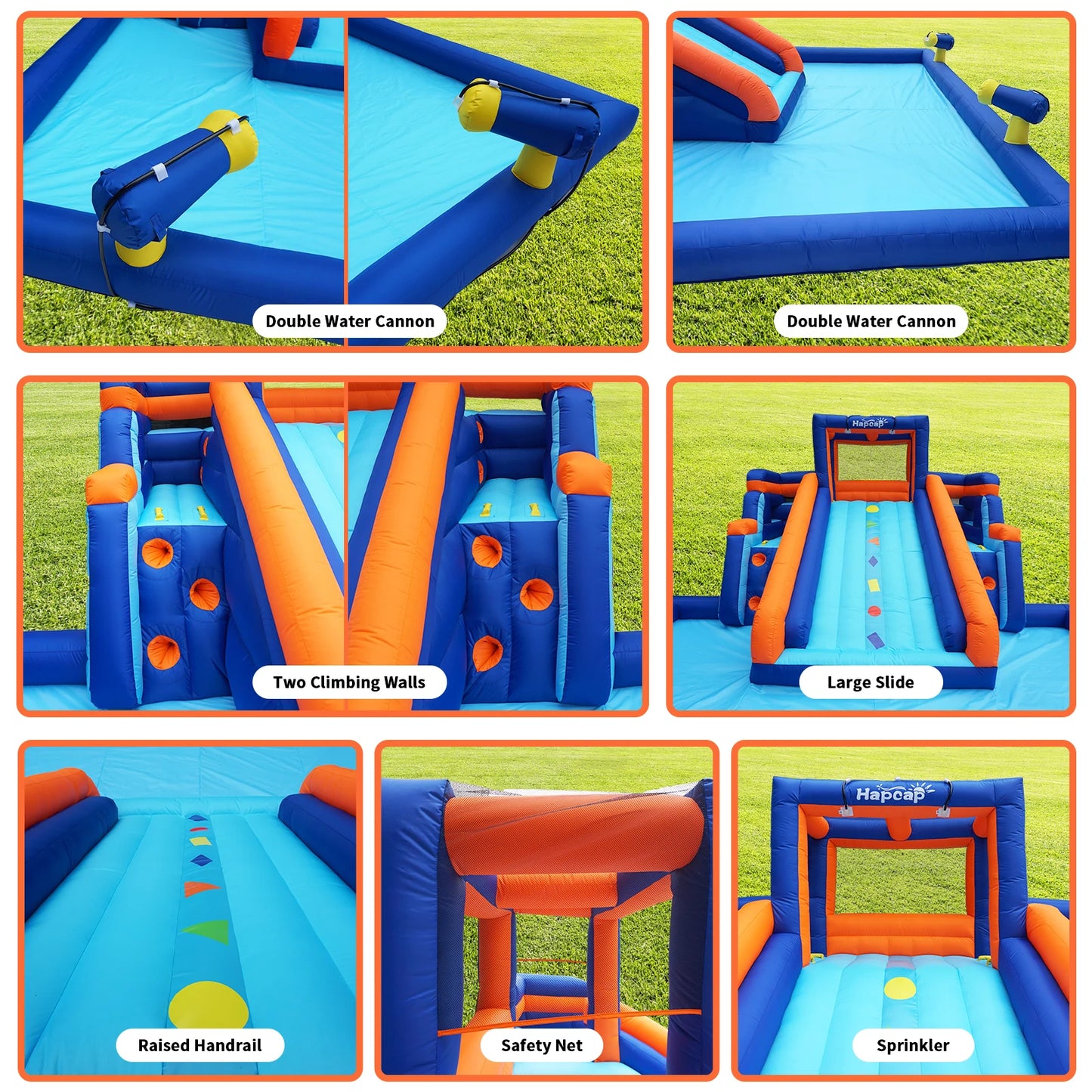 Hapcap Inflatable Water Slide Pool Bounce House for Kids,Large Slide and Splash Pool, Backyard Summer Outdoors