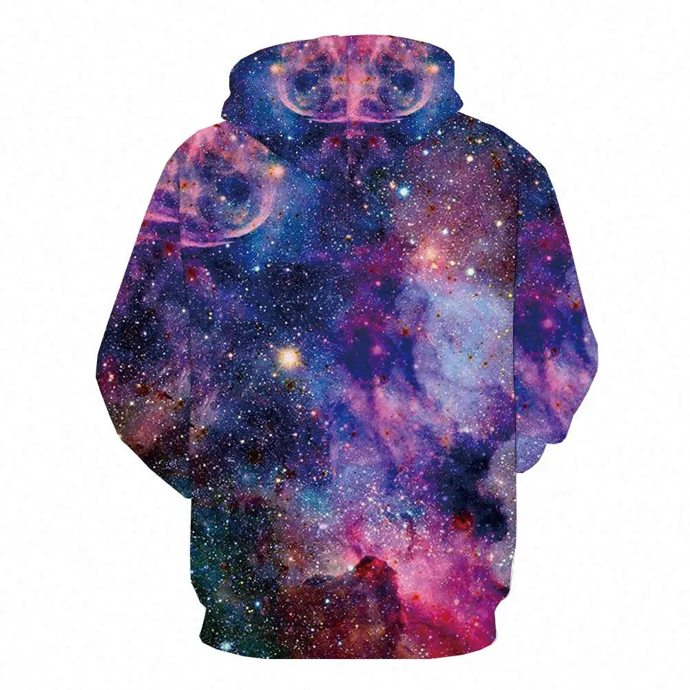 KYKU 3D Galaxy Hoodie Men Space Sweatshirts Long Sleeves Print Drawstring Hooded