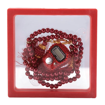 Muslim Prayer Set With Gift Box Pray For 99 Beaded Bracelets Resettable Finger Counter Ring Eid Al-Fitr Prayer Gifts