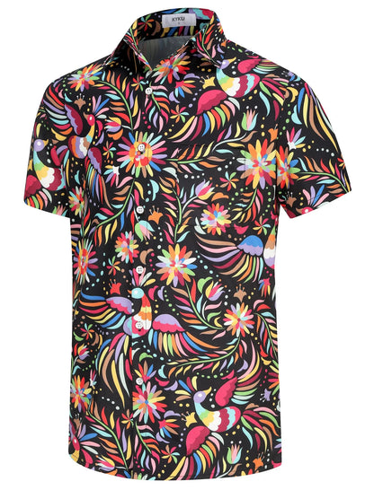 KYKU Mexico Shirt for Men Funny Beach Shirts Hawaiian Button Down Short Sleeve