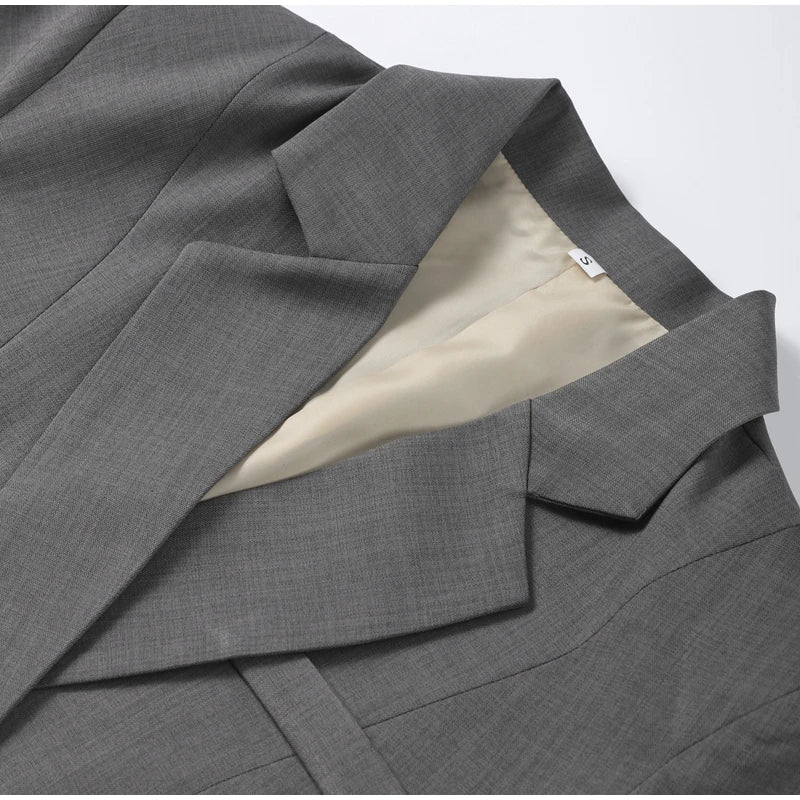 Elegant Black Slim Fit Blazer Jacket Women Retro Lapel Single Breasted Suit Jackets Female 2025 Chic Versatile Street Office