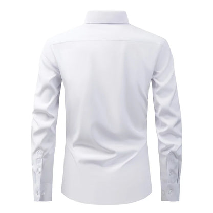 Men s Classic Button-Down Shirt with Long Sleeves Solid Color Casual Business Top for Spring Streetwear and Beach Vacation