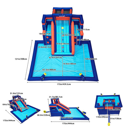 Hapcap Inflatable Water Slide Pool Bounce House for Kids,Large Slide and Splash Pool, Backyard Summer Outdoors