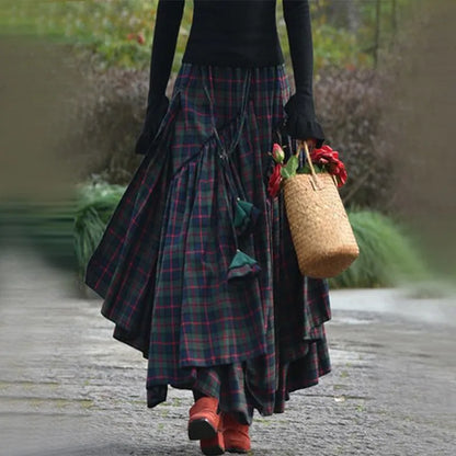 Tulle Skirt For Girls Women'S Checked Skirt Long Tartan Retro Maxi Skirt High Waist Tartan Matching Skirt And Top Set For Women
