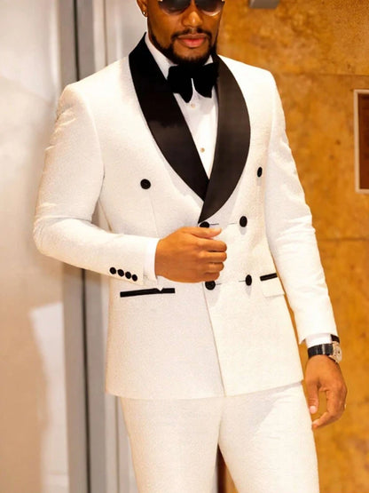 Men's two-piece slim-fitting floral tuxedo suit, paisley lapel single-button single-breasted suit jacket and pants set, suitable