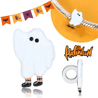 2025 New Halloween Charm Emit Light Bead 925 Sterling Silver Pumpkin Witch Skull Charm Fit Bracelet Pendant Women Jewelry Making