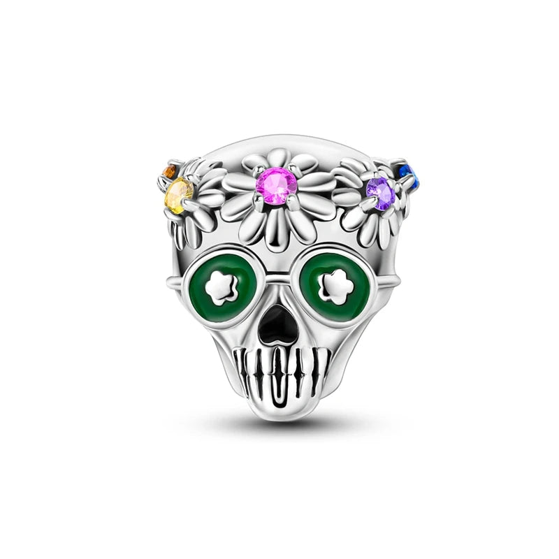 2025 New Halloween Charm Emit Light Bead 925 Sterling Silver Pumpkin Witch Skull Charm Fit Bracelet Pendant Women Jewelry Making