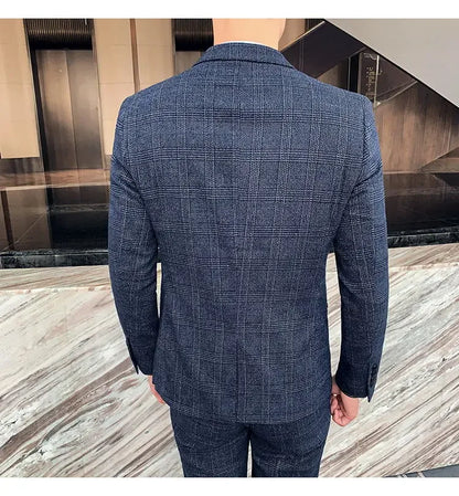 2025 Suit (Blazer+ Pants) Men's Fashion Hosts British Style Work Business Wedding Casual Art Style Elegant Gentleman Suit M-5XL