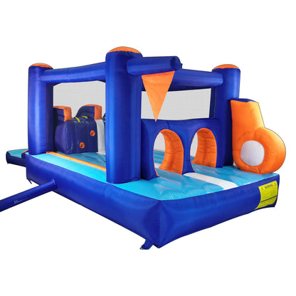 Inflatable Bounce House Obstacle Course for Kids - 2 Racing Slides, Spacious Jumping Area, Tunnels & Climbing Walls with Blower