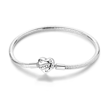 925 Sterling Silver Bracelets 17-20CM Original Golden Sparkling Heart Shaped Bracelet Fit DIY Charms Beads Fashion Women Jewelry