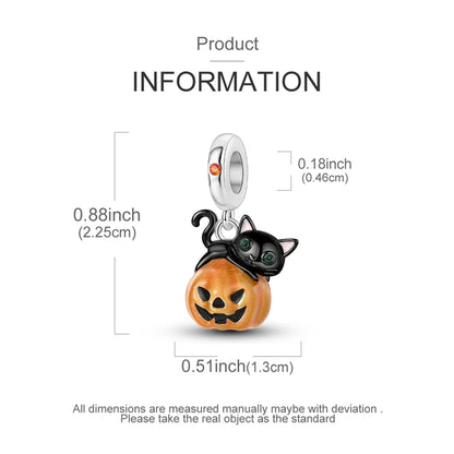 2025 New Halloween Charm Emit Light Bead 925 Sterling Silver Pumpkin Witch Skull Charm Fit Bracelet Pendant Women Jewelry Making