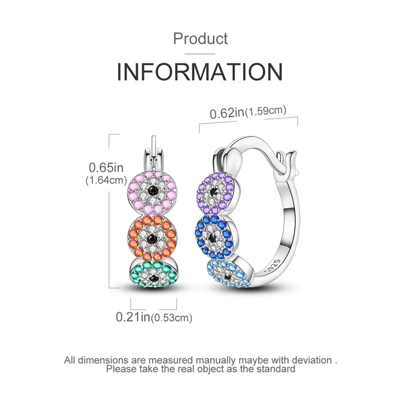 925 Sterling Silver Colorful Crystal Clover Hoop Earrings Stud Ear Wires For Women Wedding Engagement Girlfriend Birthday Gift