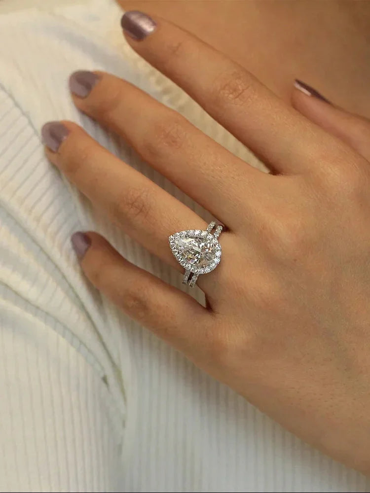 925 Sterling Silver Simplicity Classic Fashion WaterdRop Ring For Women Engagement Wedding Luxury High Quality Fine Jewelry