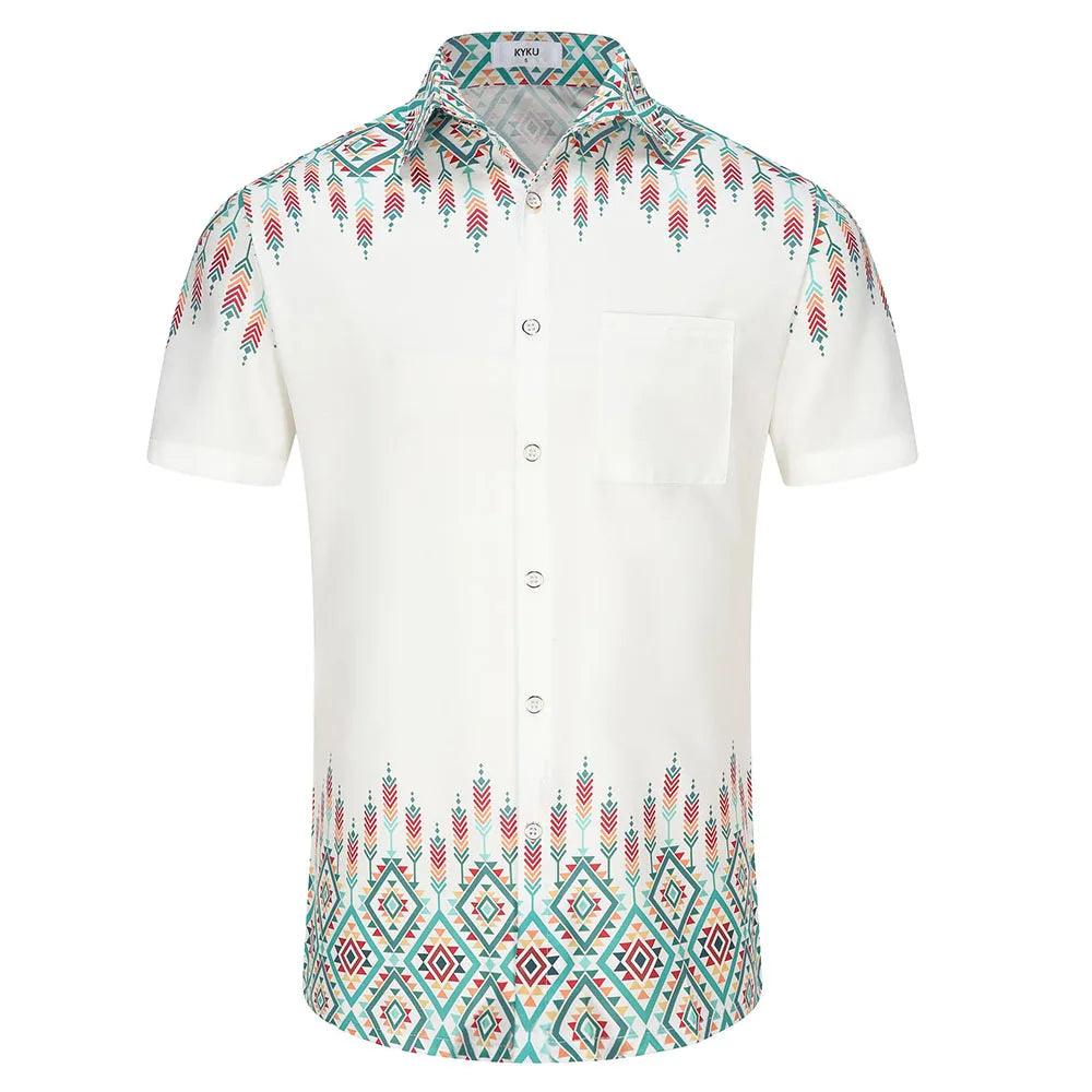 KYKU Mexico Shirt for Men Funny Beach Shirts Hawaiian Button Down Short Sleeve