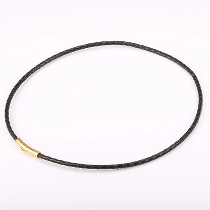 4mm/6mm Man-made Leather Necklace Choker For Men Boys Red Black Brown Braided Rope Chain Male Push Clasp Jewelry Gifts UN149