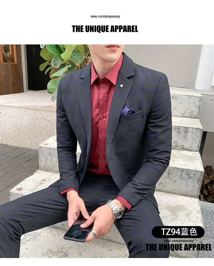 2025 Suit (Blazer+ Pants) Men's Fashion Hosts British Style Work Business Wedding Casual Art Style Elegant Gentleman Suit M-5XL