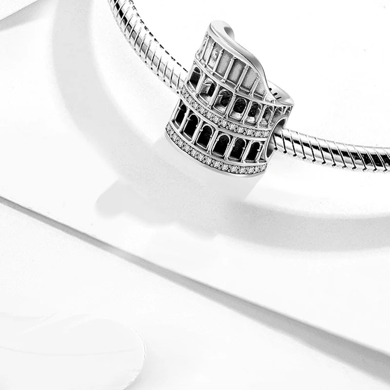 925 Sterling Silver Pink Luggage Rainbow Life Travel Charms Bead Diy Bracelet Bangle Making Gift Of High Quality Fine Jewelry