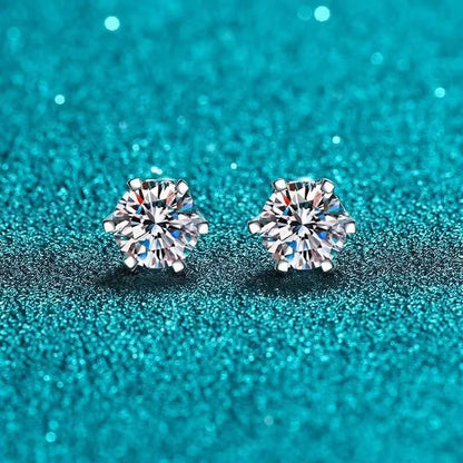 0.3-2CT Moissanite Earrings 925 Sterling Silver Round Cut Stud Earrings Piercing Earrings for Men and Women Fine Jewelry