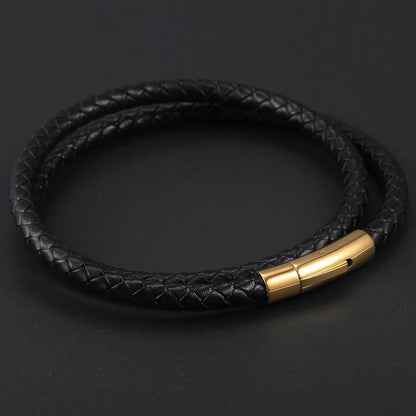 4mm/6mm Man-made Leather Necklace Choker For Men Boys Red Black Brown Braided Rope Chain Male Push Clasp Jewelry Gifts UN149