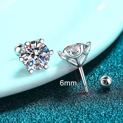 0.3-2CT Moissanite Earrings 925 Sterling Silver Round Cut Stud Earrings Piercing Earrings for Men and Women Fine Jewelry