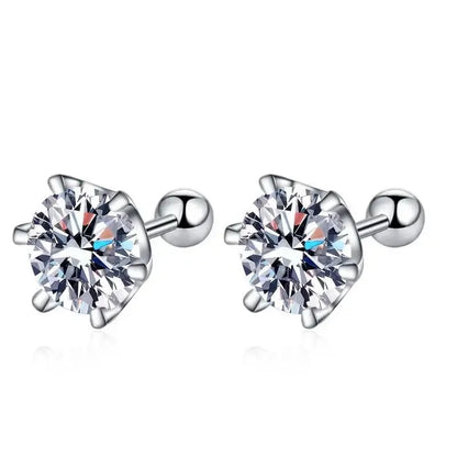 0.3-2CT Moissanite Earrings 925 Sterling Silver Round Cut Stud Earrings Piercing Earrings for Men and Women Fine Jewelry