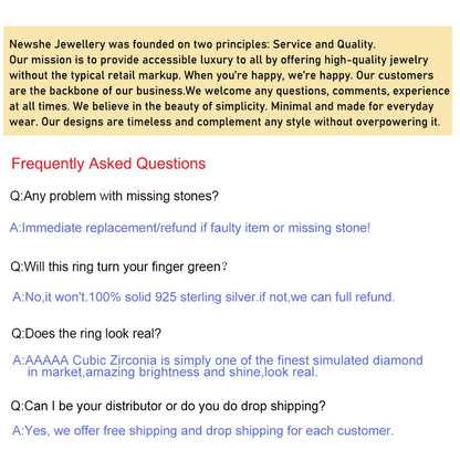 Newshe 3 Pieces 925 Sterling Silver Engagement Ring Set for Women Water Drop AAAAA Zircons Eternity Wedding Bands BR1079