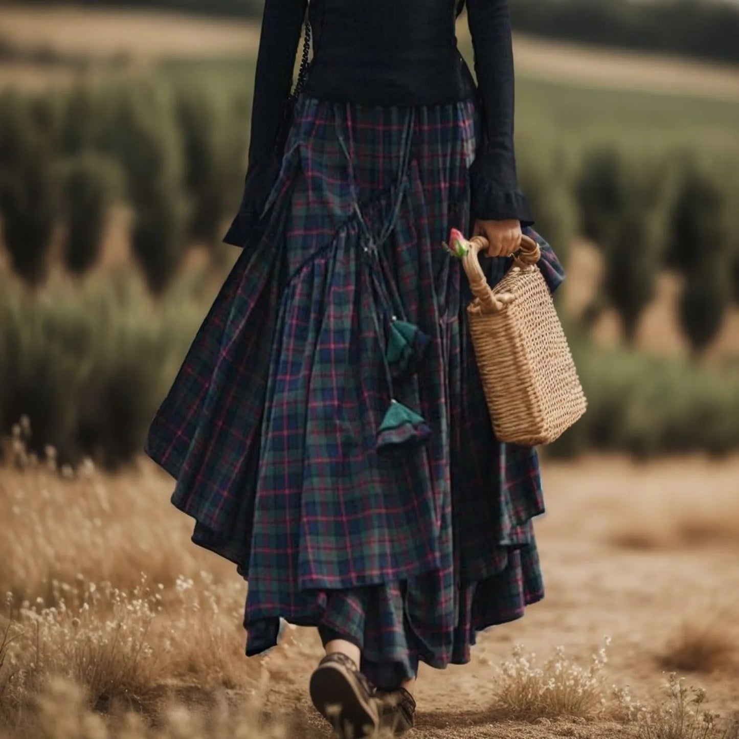Tulle Skirt For Girls Women'S Checked Skirt Long Tartan Retro Maxi Skirt High Waist Tartan Matching Skirt And Top Set For Women