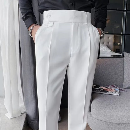Korean Style Naples Suit Pants For Men Smart Casual High Waist Slim Fit Pencil Trousers Spring Summer Fashion Youth England Pant