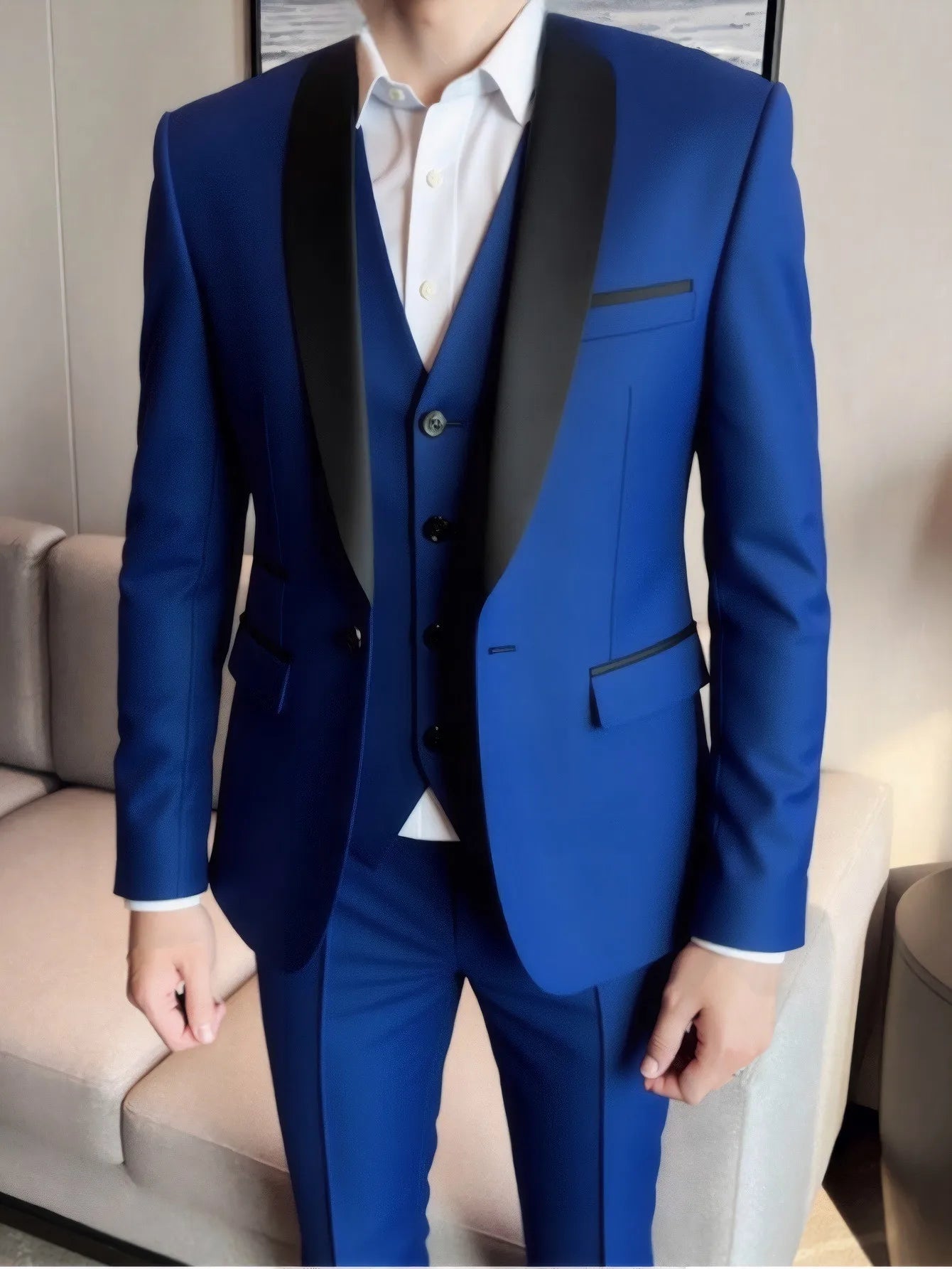 3 Pieces Set Formal Slim Fit Tuxedo Prom Suit Men Groom Wedding Blazers High Quality Groomsman Business Banquet Party Suit
