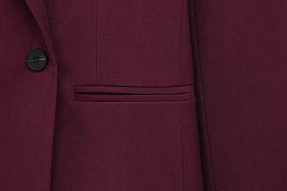 KONDALA Vintage Chic Office Lady Red Solid Women Suit Notched Single Button Pockets Blazer Straight Loose Pants Fashion 2025 Set