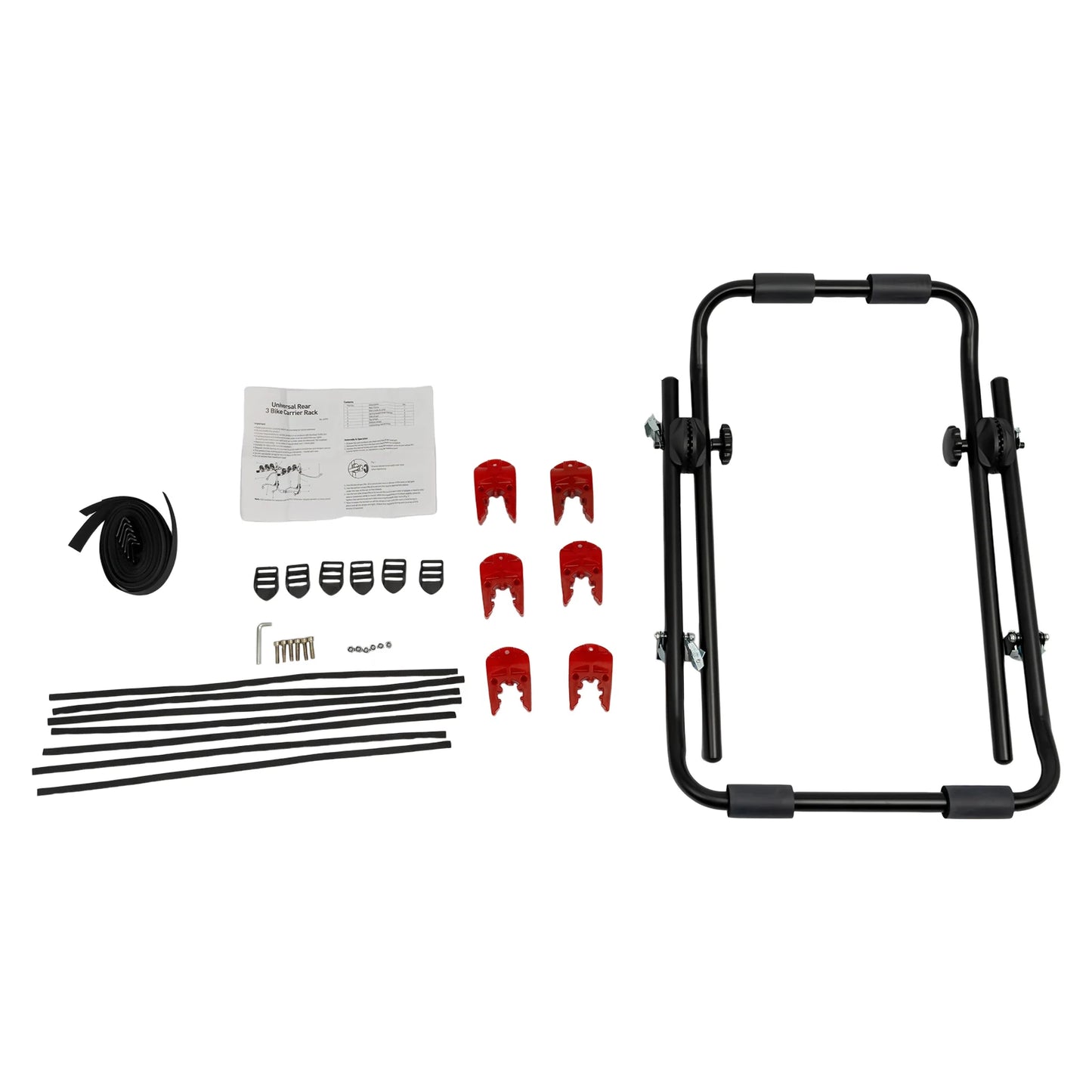 3-Bike Trunk Mount Rack with Fixed Strap Bike Rack for Car Trunk Bicycle Rack Carrier for Light-Weight/Kids Bikes Mounts 3 Bikes