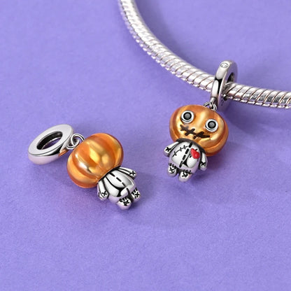 2025 New Halloween Charm Emit Light Bead 925 Sterling Silver Pumpkin Witch Skull Charm Fit Bracelet Pendant Women Jewelry Making