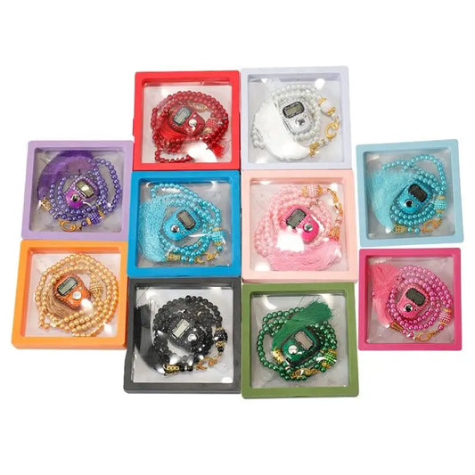 2025 New Muslim Prayer Set With Gift Box Pray For 99 Beaded Bracelets Resettable Finger Counter Ring Eid Al-Fitr Prayer Gifts